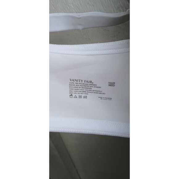 Vanity Fair 38DD White T-Shirt Bra Adjustable Sateen Fabric 3 Clasp - Picture 3 of 3